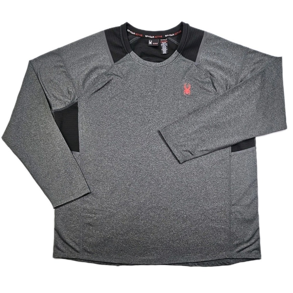 Spyder Active ProWeb Pullover Mens XXLarge Gray Long Sleeve Performance Stretch